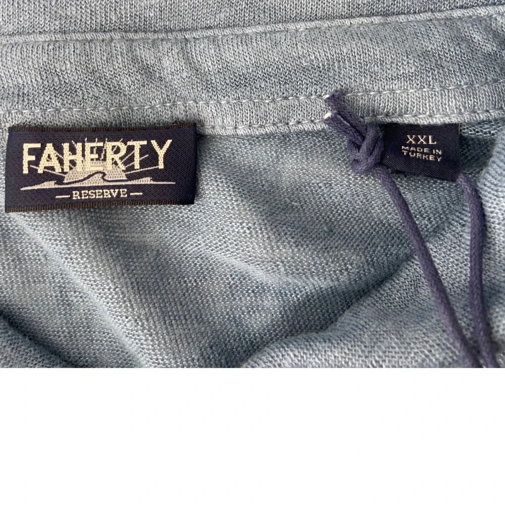 Faherty Polo Men 2XL Deep Marine Blue Linen Polo Coastal Luxury Light Vacation